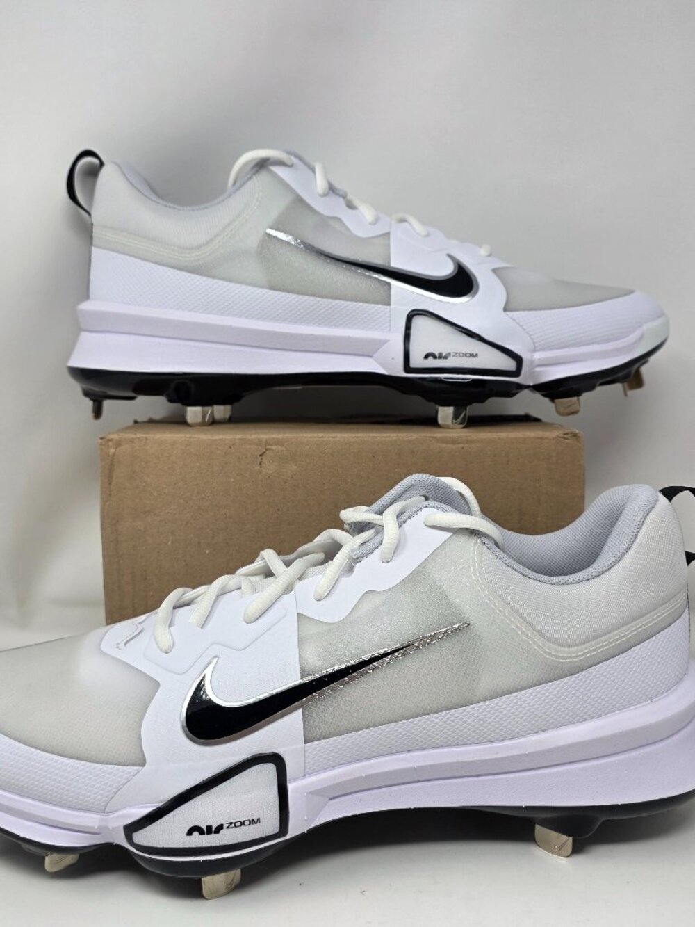 Nike Force Zoom Trout 9 Pro Metal Baseball Cleats Mens Size 12 White FB2907-102